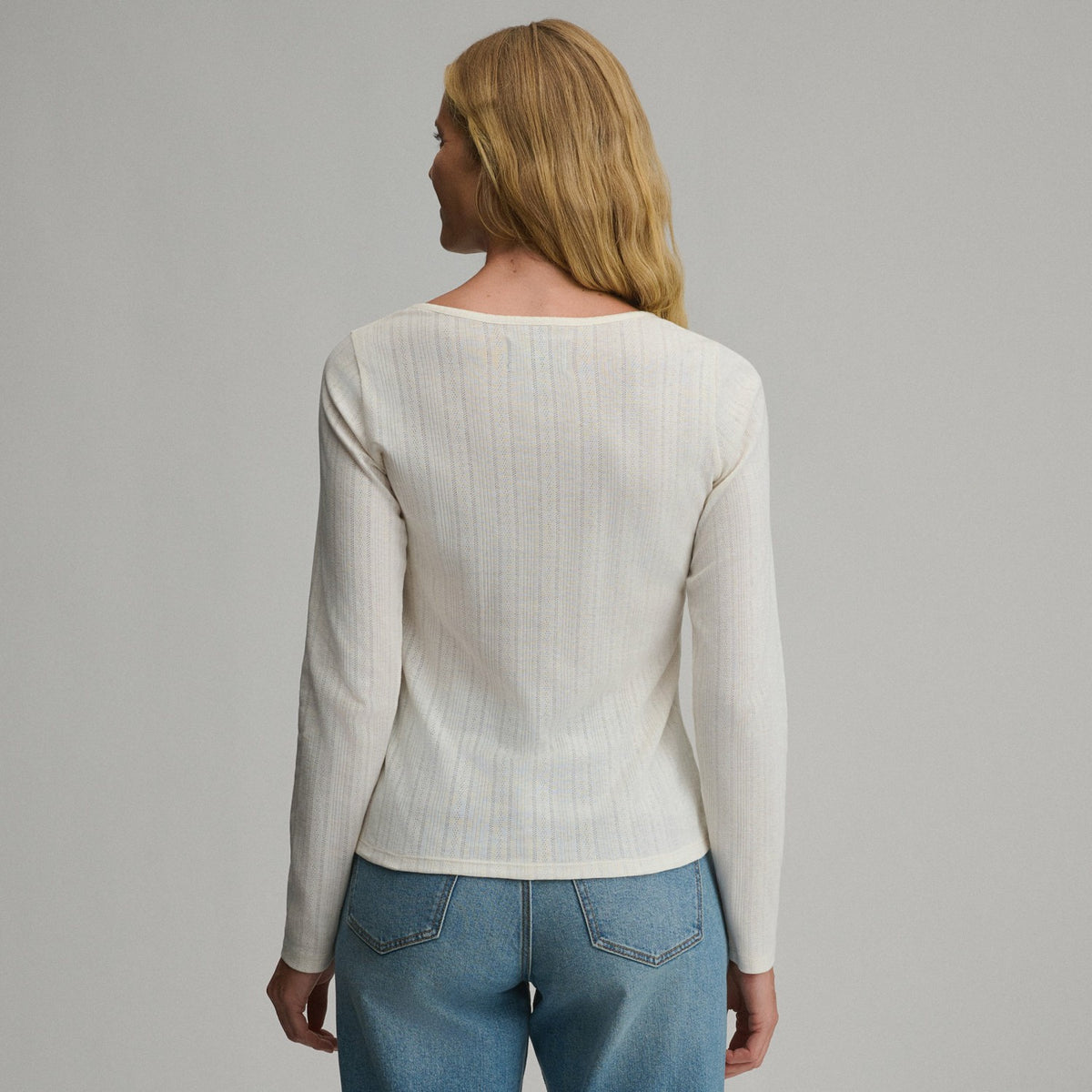 Eddie Bauer Women's Long-Sleeve Pointelle Button Front Top