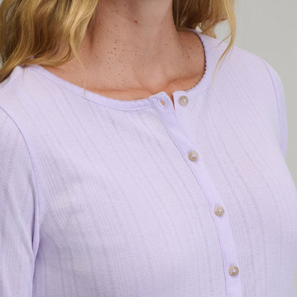 Eddie Bauer Women's Long-Sleeve Pointelle Button Front Top