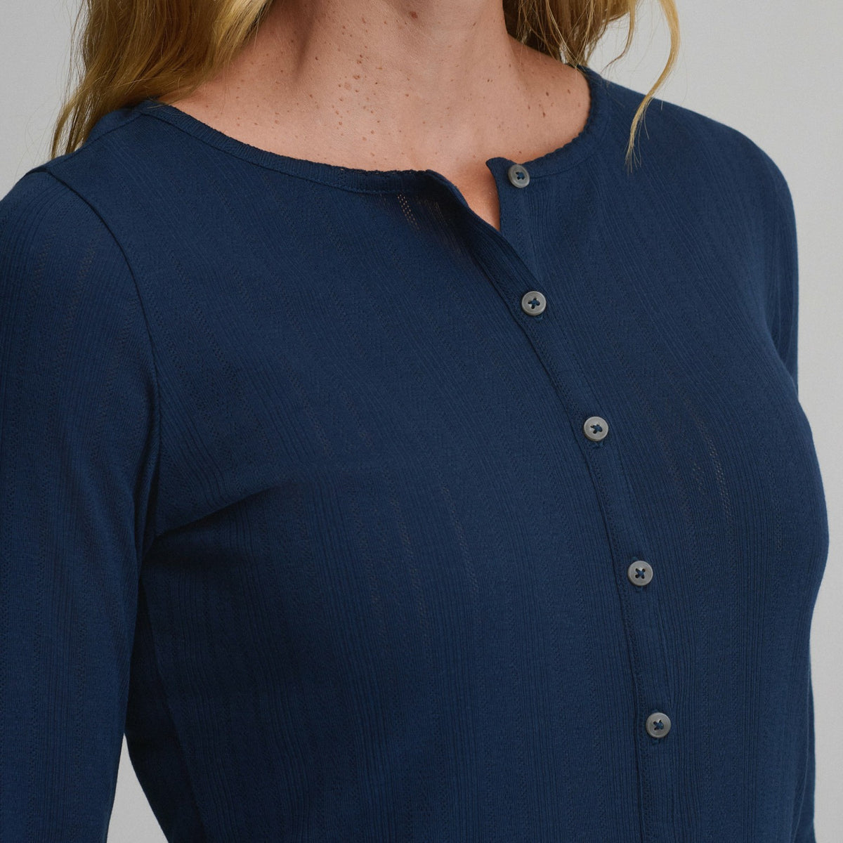 Eddie Bauer Women's Long-Sleeve Pointelle Button Front Top
