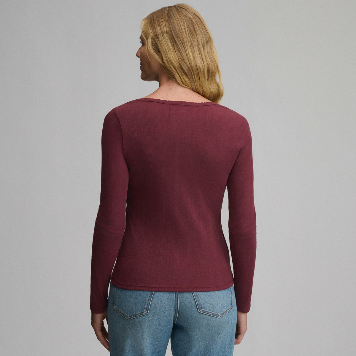 Eddie Bauer Women's Long-Sleeve Pointelle Button Front Top