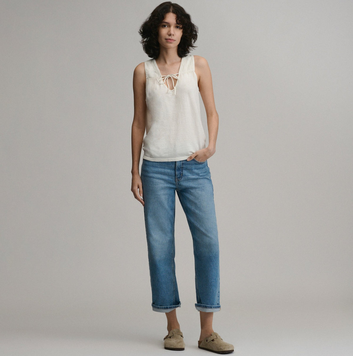 Eddie Bauer Women's Sunwashed Cotton Tie Front T