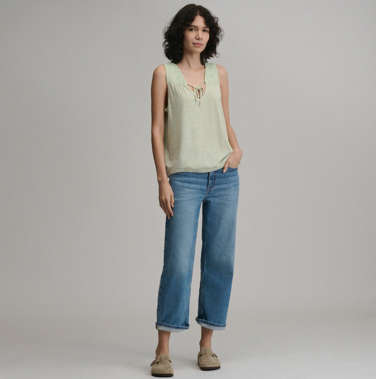 Eddie Bauer Women's Sunwashed Cotton Tie Front T
