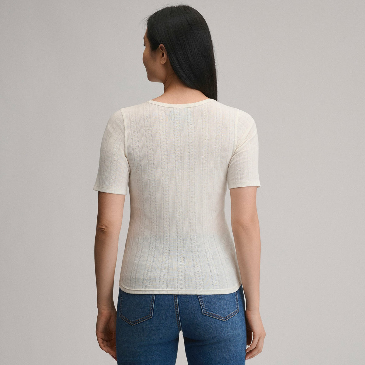 Eddie Bauer Women's Short-Sleeve Pointelle Square-Neck Crew