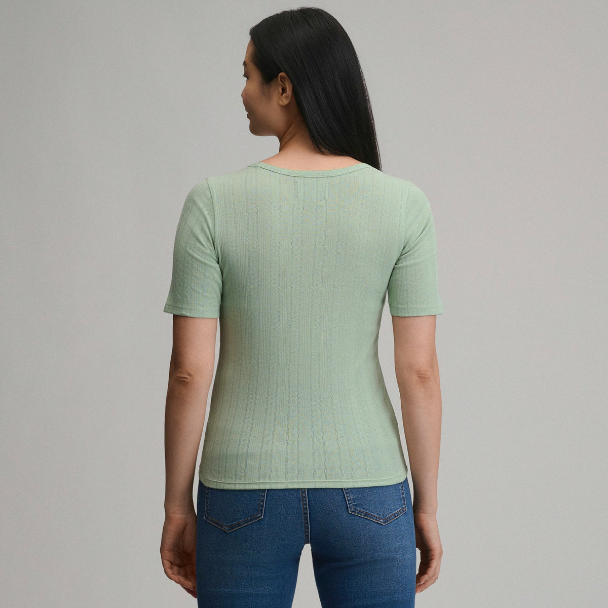 Eddie Bauer Women's Short-Sleeve Pointelle Square-Neck Crew
