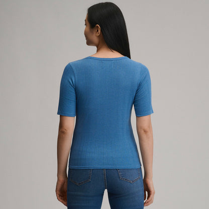 Eddie Bauer Women's Short-Sleeve Pointelle Square-Neck Crew