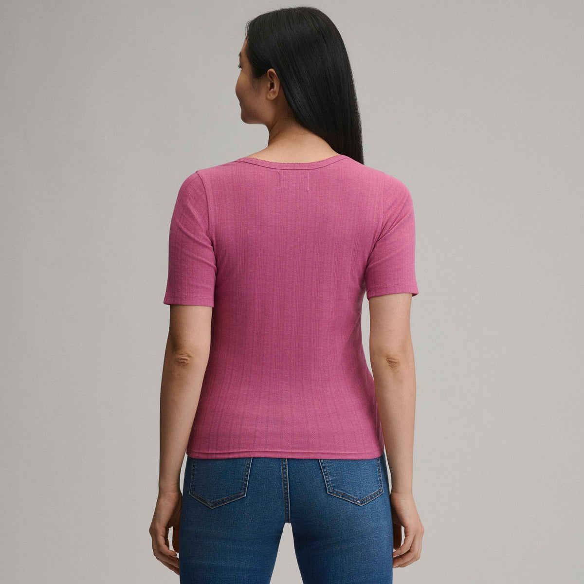 Eddie Bauer Women's Short-Sleeve Pointelle Square-Neck Crew