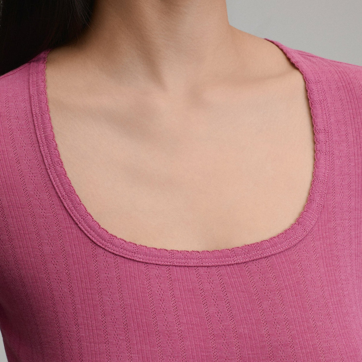 Eddie Bauer Women's Short-Sleeve Pointelle Square-Neck Crew