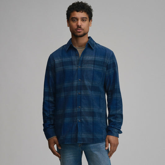 Eddie Bauer Men's Long-Sleeve Fine Wale Corduroy Shirt - Plaid