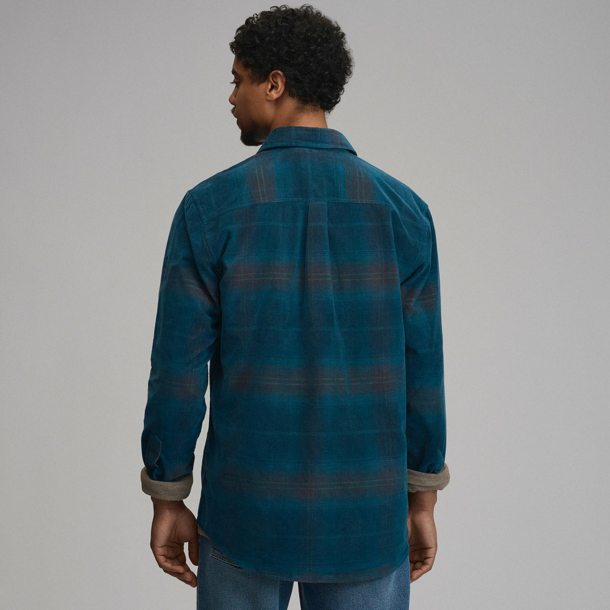 Eddie Bauer Men's Long-Sleeve Fine Wale Corduroy Shirt - Plaid