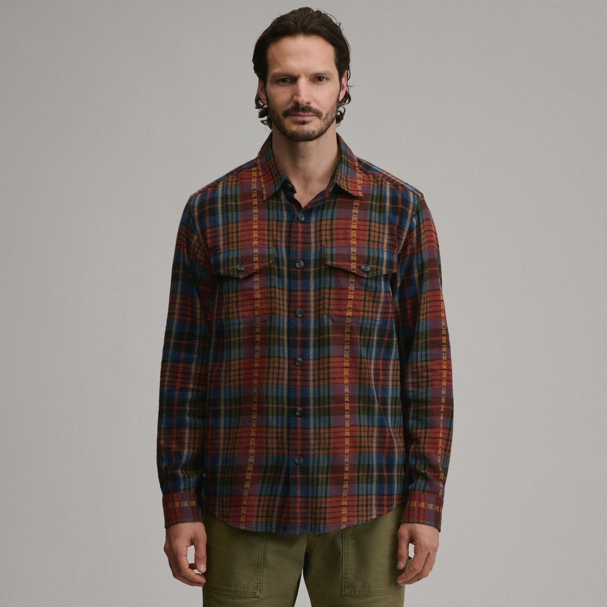 Eddie Bauer Men's Long-Sleeve Eddie's Cabin Shirt - Jacquard Plaid