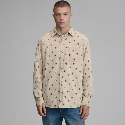 Eddie Bauer Men's Long-Sleeve Fine Wale Corduroy Shirt - Print