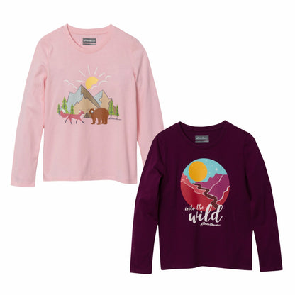 Eddie Bauer Kids Girls Graphic Long-Sleeve T-Shirt - 2 Pack