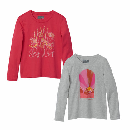 Eddie Bauer Kids Girls Graphic Long-Sleeve T-Shirt - 2 Pack