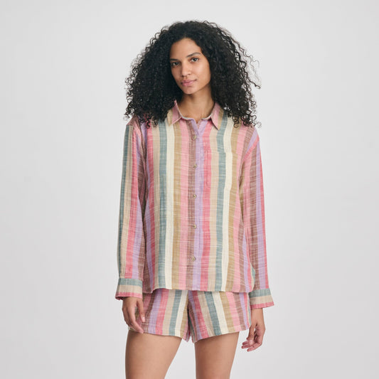 Eddie Bauer Women's Woven Stripe Cotton LS Slub
